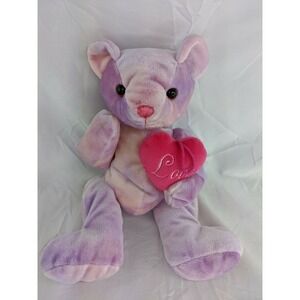 Caltoy Bear Plush 13 Inch Purple Peach Love Heart Pink Pillow Stuffed Animal Toy
